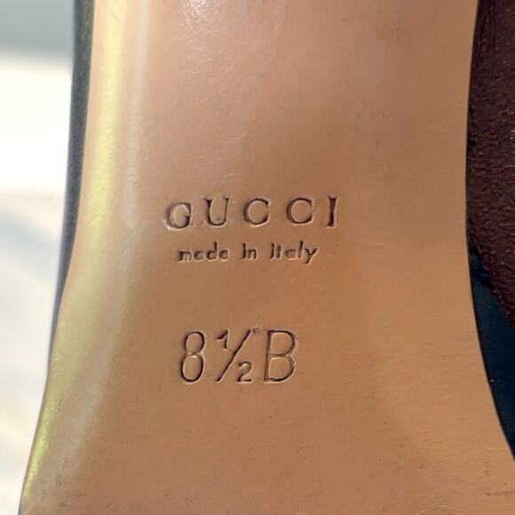 Authentic Gucci Metallic Bronze Brown Leather Platform Heels Pumps US Size 8.5 B - Picture 9 of 10
